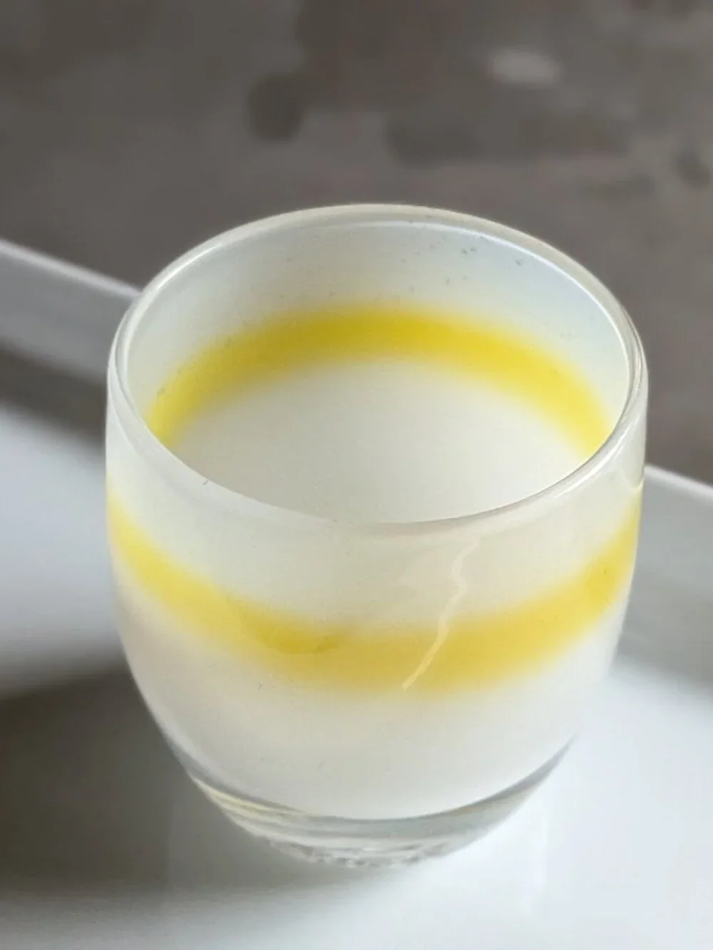 White/Yellow Glassbaby Votive Candle Holder